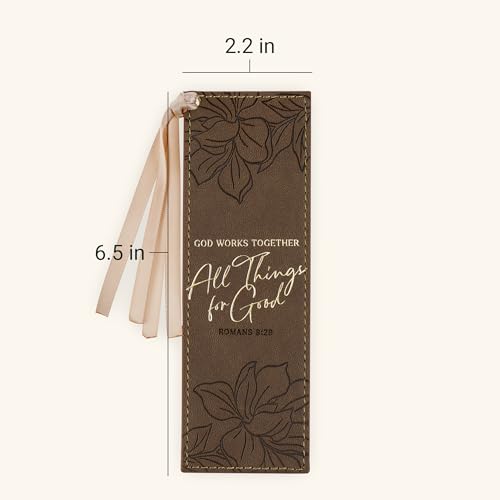Image of Christian Art Gifts Faux Leather Scripture Bookmark: All Things for Good