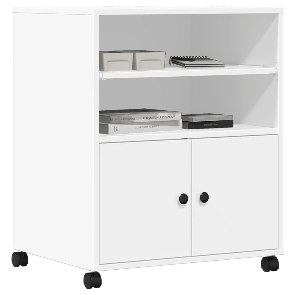 Support Imprimante Avec Roulettes Hovothy - Meuble Bureau Mobile 60x50cm Gris Béton