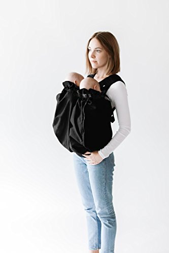 Weego TWIN - La mochila gemelar portabebés original (a partir de 1,8 kg) - Portabebés gemelar fácil de usar y ergonómico - certificado OEKO-TEX 100 - Algodón fino negro - imagen 2