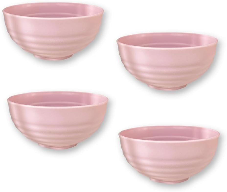 BRICOMIRAS Tazas desayuno grandes 450ml, juego de cuencos desayuno libre de BPA, tazones para cereales, cuenco cereales desayuno saludable, cuenco desayuno irrompible apto lavavajillas (4, Rosa)