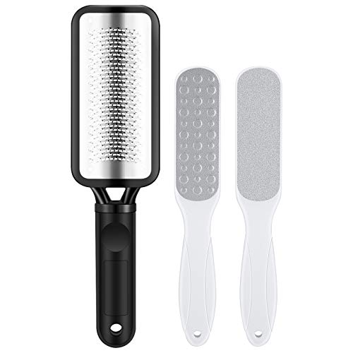 XUNXMAS Foot File Callus Remover, Professional Stainless Steel Foot Rasp and Dual Sided Foot File, 2PCS Pedicure Tool to Remove Hard Cracked Feet Skin