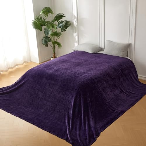 COOVA Oversized King Fleece Blanket 120x120 inches, Soft Cozy Warm Giant Extra Large 10'x10' Blanket for Bed, Sofa, Couch,Travel, Camping, California Huge Big Throw Blanket, Jacquard Pueple