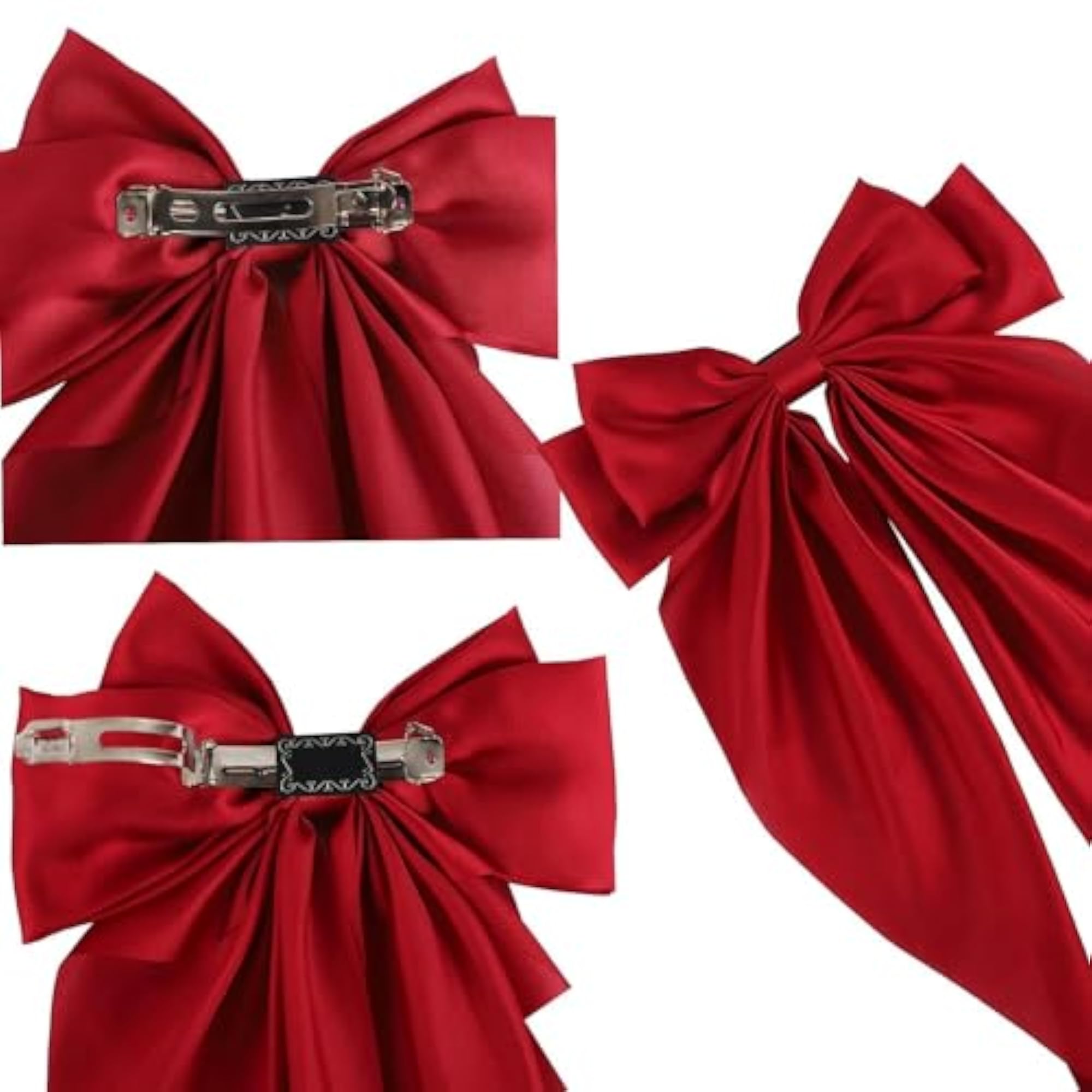 Large Satin Silky Hair Bow Clips for Women, 1 Pc