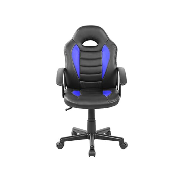 Techni Mobili Kid’s Gaming and Student Racer Chair with Wheels, Resemblance of a sport’s car interior, Polypropylene, Blue