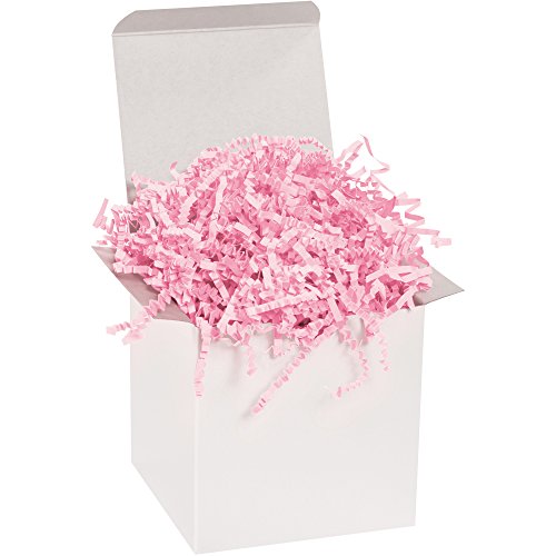 Image of BOX USA Light Pink Crinkle Paper Filler (10lb) - Shredded Paper for Basket Stuffing, Shipping, Packaging, Confetti, Crafts & Holidays - Crinkle Cut