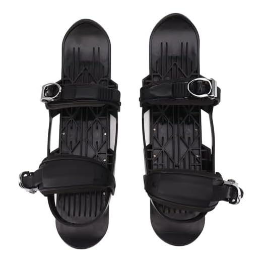Mini Patines de esquí Cortos para Nieve, un par de Mini Patines de esquí Cortos, Color Negro, Fácil Control de Dirección, Mini Patines de esquí Cortos Ajustables para Snowboard y
