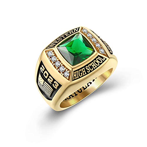 Mementos USA Premium American Brand Class Ring for Men – Express 5 Day Option - Deluxe Collection – Genuine 925 Sterling Silver or 10KT Gold – Customized High School College University Class Ring – Graduation Gifts2