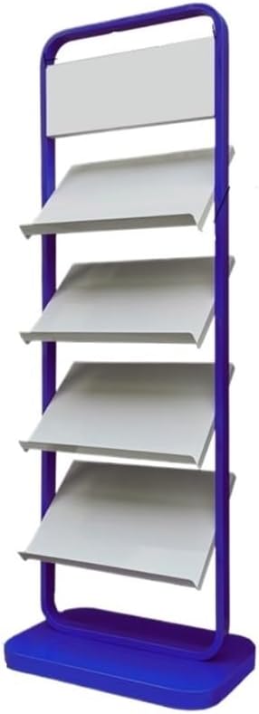 Magazine Rack, Promotional Material Racks Multi-Layer Magazine Racks Books and Newspapers Display Racks Sub Business Hall Custom Floor Sloping Newspaper Racks Brochure Display Stand(Blue)