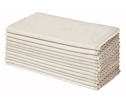 COTTON CRAFT Flax Linen Cloth Napkins with Lace - Set of 12 Lunch Dinner Napkins - Elegant Everyday Fall Harvest Thanksgiving Holiday Table Napkin - Washable Reusable Napkin - Oversized 20x20- Natural by COTTON CRAFT - Used condition - US$13.29