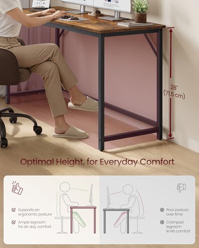 Image of VASAGLE Computer Desk, Office Work Desk, 55.1 x 19.7 x 29.9 Inches | For Study, Bedroom, Home Office, Living Room, Rustic Brown and Black ULWD214K101