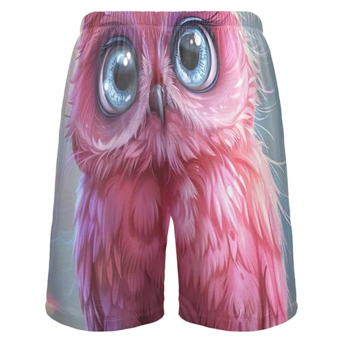 Cute Purple Owl Cartoon Men's Pajama Shorts Gym Workout Comfy Soft Pj Sleeping Shorts Funny S2