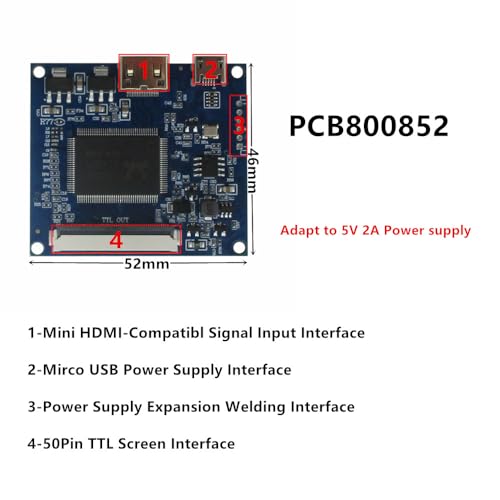 Image of 6.5 Inch 800x480 Portable DIY LCD Display Screen with Mini-HDMI Driver Board - Ideal for Computer Extended Monitor, Raspberry /Orange Pi, Gaming Consoles, Microscopes & More