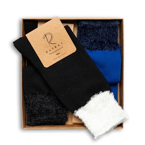 Image of RAFRAY Socks - Premium Fluffy Women's Socks in Gift Box - Fluffy Design - 3 Pairs - Size US W 5-9.5