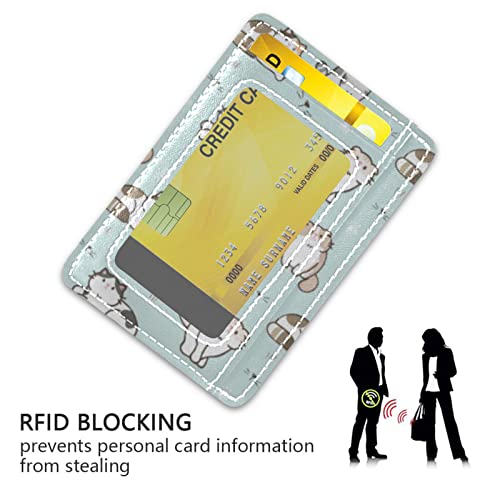OTVEE Cute Cartoon Cat Kitten on Green Slim Minimalist Wallet Rfid Blocking Card Wallets PU Leather Front Pocket Wallets3