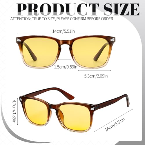 Image of Polarized Sunglasses for Women Men Night Vision Glasses Anti Glare | Yellow Anti Glare UV400 Lens, Lightweight Square Frame, for Day Night Use, Driving, Fishing, Cycling, Traveling