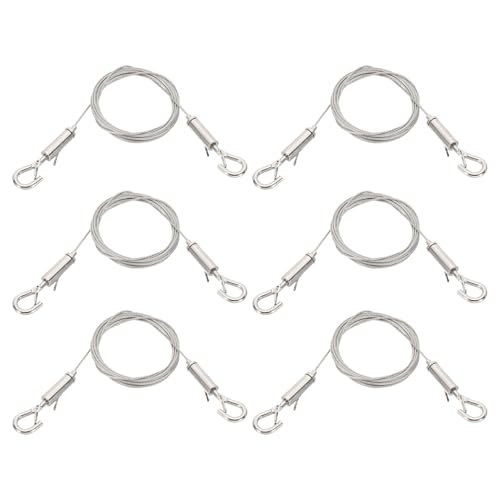 Image of PATIKIL 6 Pcs Adjustable Picture Hanging Wire Kit, 3 Meter /9.8ft Fit for 1.5mm Wire Heavy Duty Stainless Steel Wire Rope Hanger Hardware for Hanging Mirrors, Frames, Lamps, Billboards
