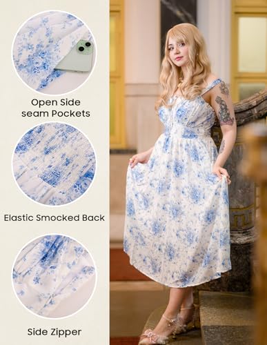 Image of Scarlet Darkness Summer Dresses for Women 2026 Floral Corset Dress Long Milkmaid Dress with Pocket