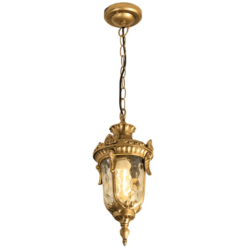 Lanterne suspendue d'extérieur antique en métal patiné et dôme de verre classique