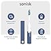 Sonisk Pulse | Battery Powered Electric Toothbrush | Portable Travel Size with Antimicrobial Sonic Technology | 1x Battery, 2X Brush Heads, 1x Travel Case Included (Steel Blue)