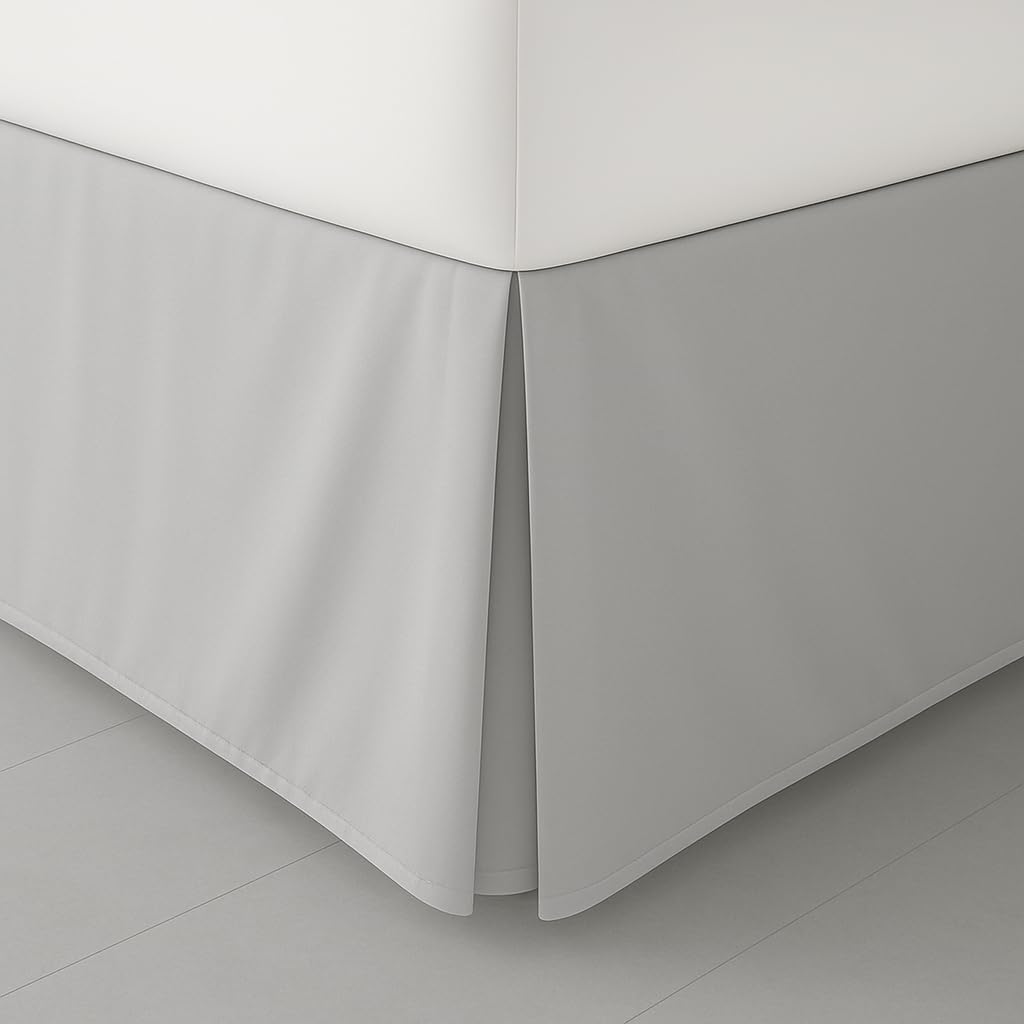 Grey Queen Brushed Microfiber Pleated Bed Skirt with 16 Inch Drop