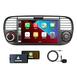 [Prestazioni Elevate] KTTCORLP Linux Autoradio per Fiat 500 2007-2015 Carplay Android Auto Bluetooth 5.0, Autoradio Fiat 500 da 7 pollici con touchscreen/FM/AM/USB/DPS/RDS/Mirror Link-Nero
