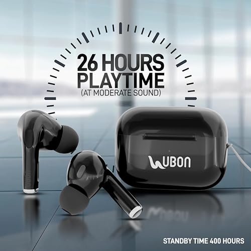 Image of UBON Bt-160 True Wireless Earbuds Upto 26H Playtime, Noise Isolation Touch Operations Bluetooth Headset Black - in Ear