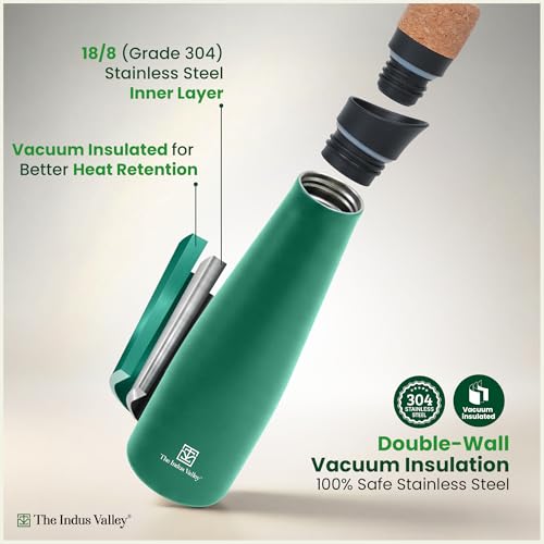 Image of The Indus Valley Double Wall Stainless Steel Vacuum Insulated Narrow Water Bottle | 500 ml | Leak-Proof Lid, Rust-Proof | for School, Office & Gym