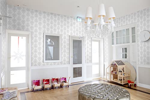 Feisoon 17.3"X394" White And Black Wallpaper Peel And Stick Wallpaper Grey Leaf Wallpaper Self Adhesive Wallpaper Removable Wallpaper Grey Stripe Pattern Contact Paper For Wall Furniture Decor #TOP5