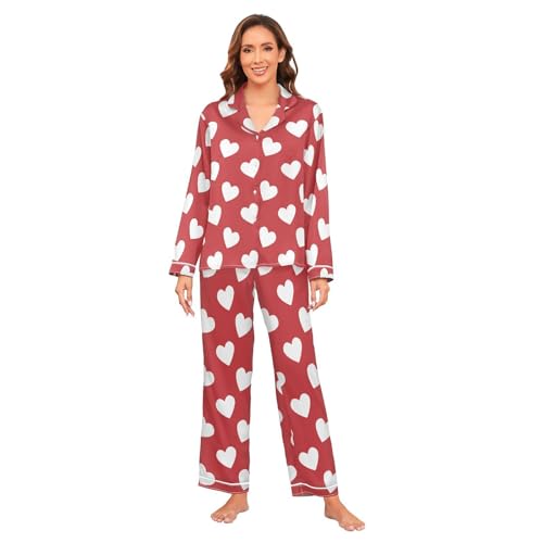 V系★NEVERLAND【Heart sleep】CD＋DVD★2点セット JHKKU Women's Valentine's Hearts Satin Pajamas Set V Neck Button