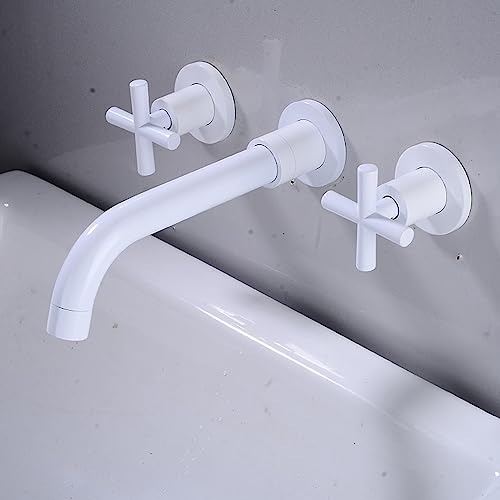 Robinet de salle de bain mural blanc pour vasque moderne et design