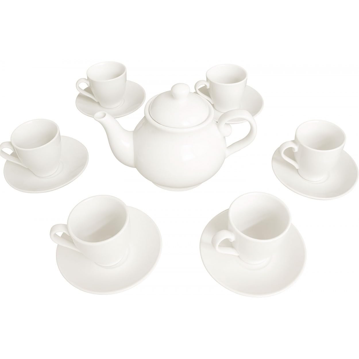 Hogar y Mas Set DE TÉ Y CAFÉ Porcelana. 1 Tetera Y 6 Tazas Basic 5CL Platos