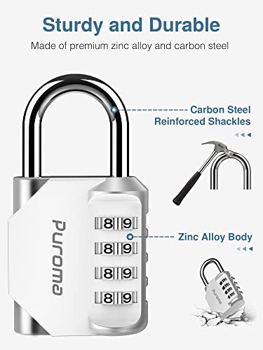 Puroma 2 Pack 2.6 Inch Long Shackle Combination Lock 4 Digit Outdoor Waterproof Padlock, And 2 Pack Combination Lock 4 Digit Outdoor Waterproof Padlock For School Gym Locker #TOP6