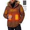 Wulcea Graphene Heated Jacket for Men Cargo Hooded Parka Winter Coat Insulated Waterproof 12V 18400mAh Large Capacity Battery