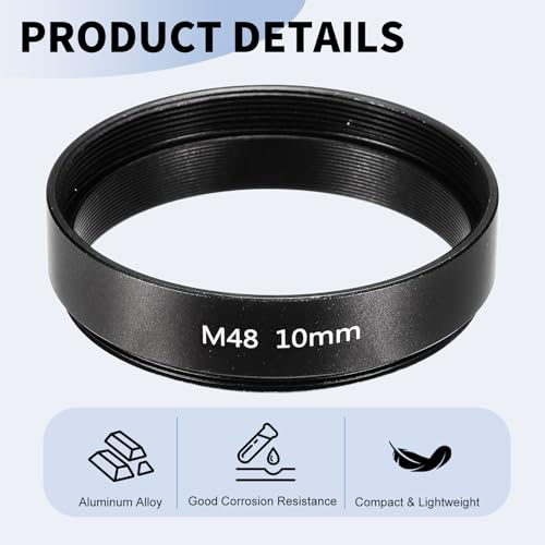 Anillo Adaptador para Telescopio PATIKIL de 10 mm, Tubo de Extensión M48 x 0.75 mm en Ambos Extremos, Fabricado en Aleación de Aluminio, Negro, 2 Piezas miniatura 3