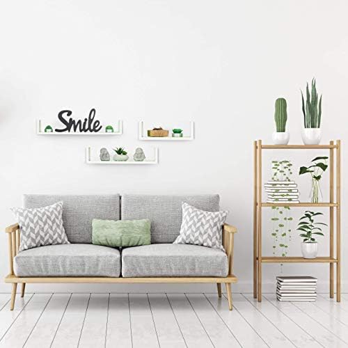 Relaxdays Wall Shelf, Set of 3, Modern Hanging Shelf, 15 cm Depth, For DVDs, Decorative, White