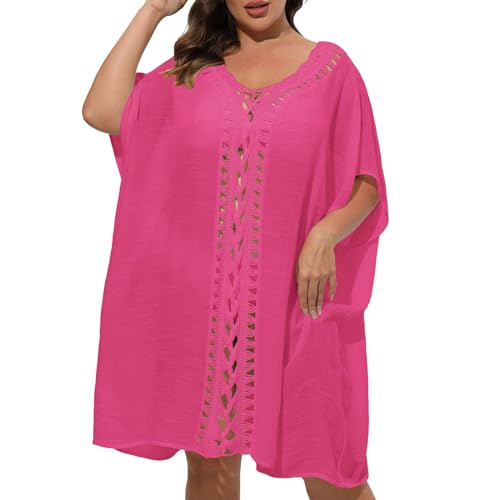 Bikini Cover Up Vestidos de Playa Mujer Camisolas de Playa Talla Grande Camisas de Manga Cortas Suelta Pareos de Casual Color Sólido Blusa Chal Ropa de Baño Sexy Playa Traje de Baño Hueco