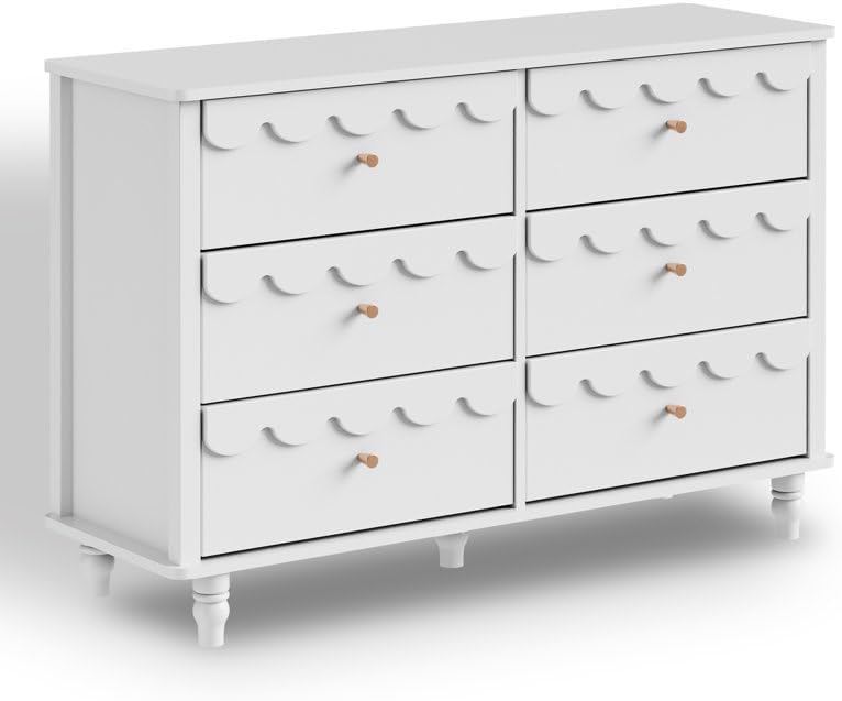 TBIC Elegant Versatile 6 Drawer 43.1" W Laced Dresser (White)