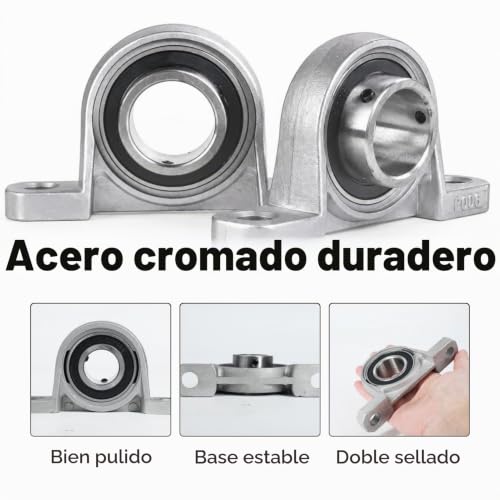 Miniatura 3 de Rowglow 2pcs Rodamiento Con Soporte 30mm, Cojinetes Bloque Soporte 30 Mm Para Ejes Y Árboles De Máquinas, Impresoras 3d, Aleación De Zinc Kp006 2pcs