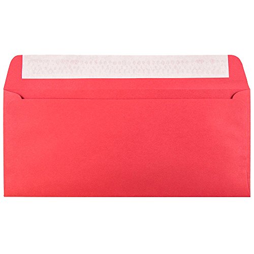 Enveloppes #10 rouge recyclé JAM PAPER à bande adhésive 100 pièces