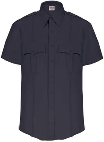 Elbeco TexTrop2 Zippered Short Sleeve Polyester Shirt - Mens, 16.5 in, Navy, Z3314N-16.5