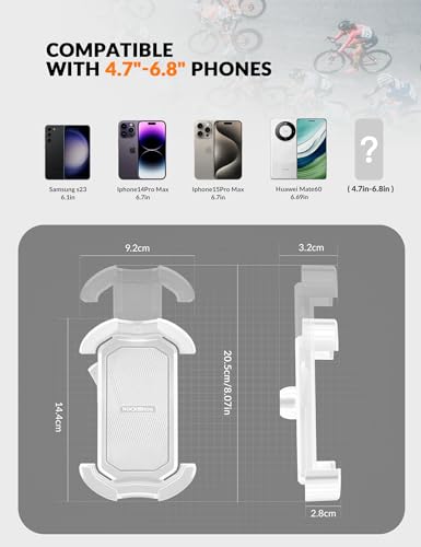 ROCKBROS Bike Phone Holder, Motorcycle Phone Mount with Security Lock, Shockproof Bicycle Phone Mount, Adjustable Phone Holder for Bike, Motorcycle, Scooter, Suitable for 4.7”-6.8”
