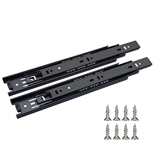 Tbnod 3-Sections Silent Drawer Slides,Side Mount Ball Bearing Sliding Drawer Slides For 10 Inch, 12 Inch, 14 Inch, 16 Inch (10 Inch, 1 Pairs), Black #TOP26