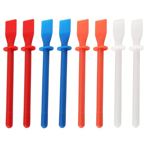 ZAAWUUT 8 Pieces Glue Brushes Scraper Spreaders,Long Handle Glue Smear Stick Applicator,Polypropylene Spatula for Handmade Scraping Leather Craft (4 Colors)