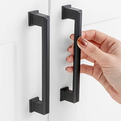 ASKANO 5 Inch Matte Black Cabinet Pulls Square Handles 10 Pack P2206 by ASKANO - Used condition - US$24.83