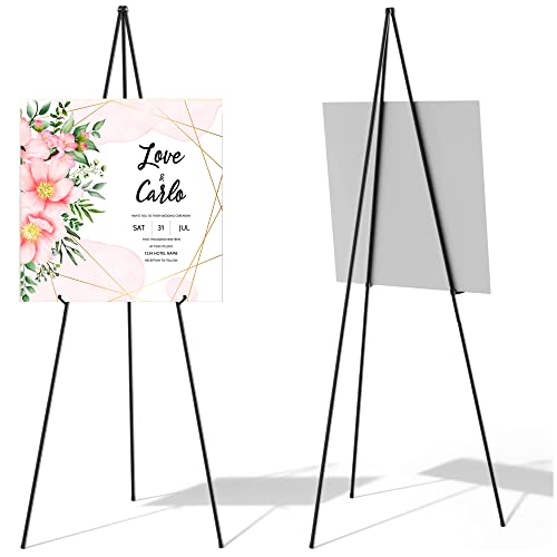 Easel Stand For Display Wedding Sign & Poster - 63 Inches Tall Easels For Display - With Bag Collapsable Portable Poster Easle - Large Floor Adjustable Metal Easel Tripod Black #TOP6