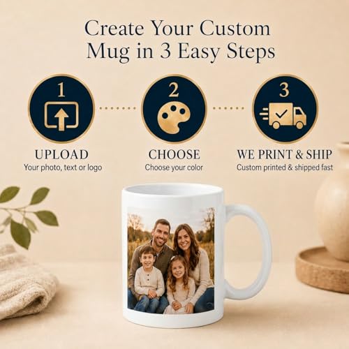 Personalized Custom Photo Coffee Mug, Text or Logo, 11 oz, White - Image 4