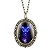 Produktbild LEYUANA 12 Constellation Astrology Oval Pocket Watch Einzigartige Fluoreszierende Blaue Tierkreis-Halskette Anhänger Quarz Geburtstagsgeschenk für Freund Steinbock