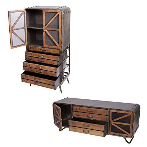 Wohnzimmer-Set HWC-F91, TV-Rack Kommode Highboard Hochschrank, Industrial...