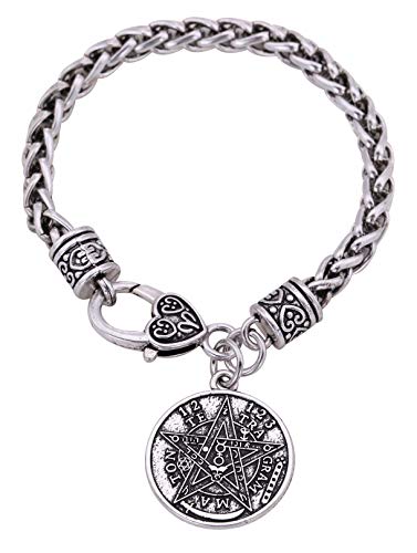 VASSAGO Ancient Hebrew Esoteric Tetragrammaton Pentagram Name of God Charm Wheat Chain Bracelet Blessing Jewelry for Men Women