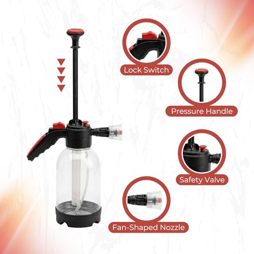 Image of 2 Litre Premium Foam Sprayer and Glove, Durable Pump for Car Wash, Cleaning, Garden, DIY, Portable Foam Bottle